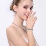 mecresh Clustered Crystal Rhinestone Flower Bridal Necklace Teardrop Dangle Earrings Jewelry Sets for Women Gift