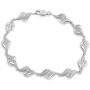 Jewelili Sterling Silver 1/10 Cttw Natural White Round Shape Diamond Bracelet, 7.25''
