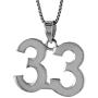 Sterling Silver Number 33 Necklace for Jersey Numbers & Recovery High Polish 3/4 inch, 2mm Curb Chain