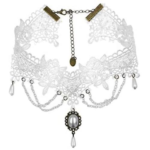 ETERNITY J. Vintage Lace Gothic Style Tassel Pendant Choker Victorian Palace Princess Lolita Necklace Bracelet