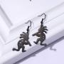fishhook Southwestern Native American Style Kokopelli Figure Flutist Stainless Steel Drop Dangle Pendant Earrings for Girl Women