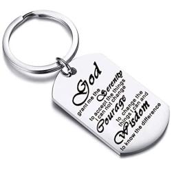 Religious Jewelry God Grant Me The Serenity Prayer Quote Dog Tag Keyring Christian Gift Inspirational Bracelet