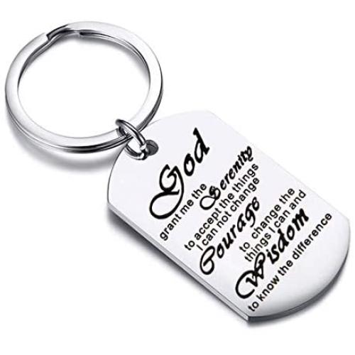 Religious Jewelry God Grant Me The Serenity Prayer Quote Dog Tag Keyring Christian Gift Inspirational Bracelet