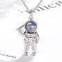 Jude Jewelers Astronauts Spaceman Universe Earth Moonstone Pendant Women Men Girls Boys Necklace