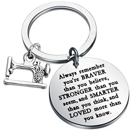 WSNANG Sewer Gift Costume Designer Graduation Gift Always Remember You are Braver Stronger Smarter Than You Think Keychain Quilting Jewelry Gift for Women WSNANG Sewer Gift Costume Designer Graduation Gift Always Remember You are Braver Stronger Smarter Than You Think Keychain Quilting Jewelry Gift for Women