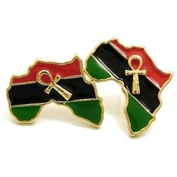 GWOOD Africa with Ankh Earrings Gold Color Post Style Pierced