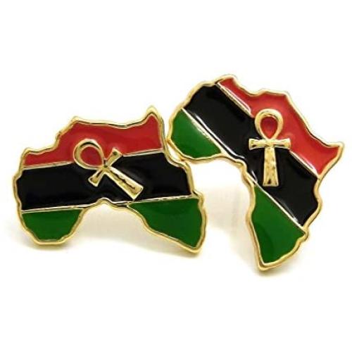 GWOOD Africa with Ankh Earrings Gold Color Post Style Pierced