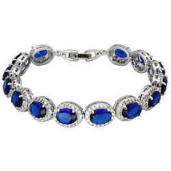 Hermosa Oval Ladies Tennis Bracelet Sapphire Ruby Emerald White Topaz Silver 7 inch