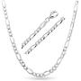 Solid Sterling Silver 925 Figaro Link Chain Necklace 2MM - 5MM, 16'' - 30'' - Made in Italy Jewelry - Men and Women