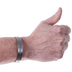 Earth Therapy - Stylish Masculine Pewter Copper Magnetic Bracelet for Arthritis and Joint Pain Management
