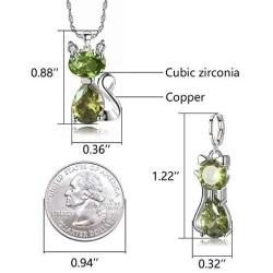 Almusen Little cat Jewelry Set for Women Plating Cubic Zirconia Earrings and Necklace Set Valentines Jewelry Gift Birthday Gift for Mom Women Wife Girls Her