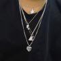 5-Layer Nefertiti Pharaoh Necklace. Punk Gold Egyptian Queen Heart Cross Layered Necklace,Hip Hop African Women Men Girls Jewelry