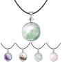 Wishing Bottle Pendant Necklace Chakra Stone Reiki Wicca Stones Womens Chakra Balance Healing Stone,Energy Pendant Jewelry with Stainless Steel Chain Gift Box