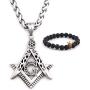GUNGNEER Masonic Necklace Freemason Symbol Stainless Steel Keel Chain Mason Pendant Biker Jewelry Gift Men Women