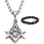 GUNGNEER Masonic Necklace Freemason Symbol Stainless Steel Keel Chain Mason Pendant Biker Jewelry Gift Men Women GUNGNEER Masonic Necklace Freemason Symbol Stainless Steel Keel Chain Mason Pendant Biker Jewelry Gift Men Women