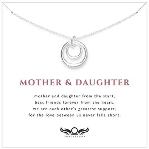 Mother Daughter Eternity Circles Sterling Silver Necklace - Jewelry Gift for Mom Daughter Birthday Mothers Day