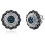 Jewelili Sterling Silver 1/10 Cttw Treated Blue with Natural Black and White Diamond Accent Pendant and Stud Earrings Jewelry Set Jewelili Sterling Silver 1/10 Cttw Treated Blue with Natural Black and White Diamond Accent Pendant and Stud Earrings Jewelry Set