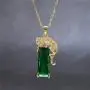 QEPOL Fashion 14K Gold Plated Green Crystal Leopard Pendant Necklace, Women Mens Hip Hop Punk Created Emerald Panther Necklace Jewelry Gifts