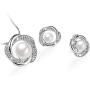Sheshine Blessing of Love Women Elegant Pearl Pendant Necklace Earrings Set Jewelry Set,Crystal from Swarovski