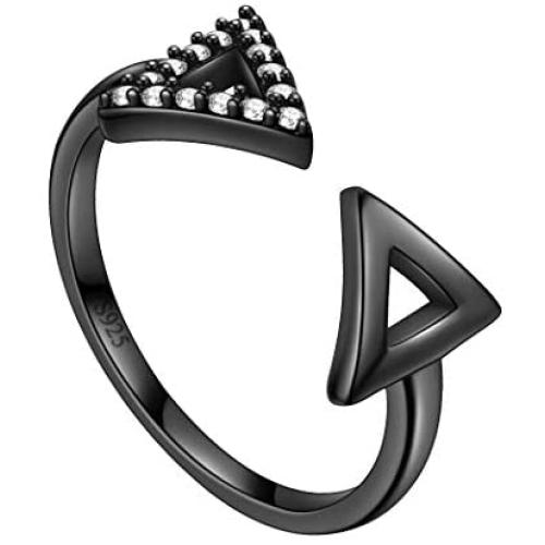 Celtic Knot Bar Necklace Gift Jewelry 925 Sterling Silver/Gold Plated/Black Tone Adjustable Arrow Ring Geometric Triangle Ring Modern Fashion Jewelry Gift for Women Girls