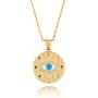 Evil Eye Necklace for Women Gold Medallion Coin Necklace Crescent Moon Necklace Protection Hamsa Necklace 18K Gold Plated Necklaces for Women Dainty Jewelry Gift