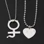 Cute iGirl Heart Pendant Necklace - Stainless Steel Double Sided Letter Necklace Harajuku Female Symbol Gothic Streetwear Ball Chain Jewelry for Girls and Women