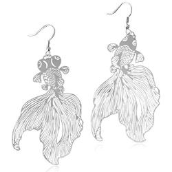 D.Rosse Fashion Chic Handmade Lightweight Hollow Tropical Fish Goldfish Dangle Drop Earrings for Women Girls Statement Jewelry Gifts