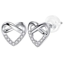 Womens Earrings .925 Sterling Silver With Cubic Zirconia Stud Earrings Anniversary Jewelry Gifts