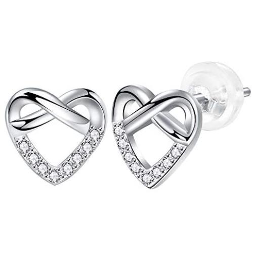 Womens Earrings .925 Sterling Silver With Cubic Zirconia Stud Earrings Anniversary Jewelry Gifts