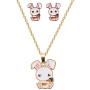 WSNANG Tiny Cute Rabbit Necklace Earring Set Bunny Earrings Pet Lover Gift