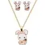 WSNANG Tiny Cute Rabbit Necklace Earring Set Bunny Earrings Pet Lover Gift