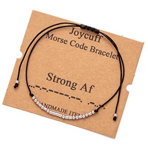 Inspirational Morse Code Encouragement Bracelets for Women Funny Jewelry Gifts for Teen Girls Daughter Sister Best Friend Friendship Adjustable Dainty Silk Beaded Wrap Bracelet
