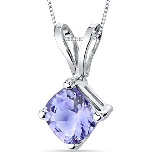 14 Karat White Gold Cushion Cut 1.00 Carats Tanzanite Pendant