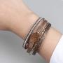 FANCY SHINY Leather Wrap Bracelet Boho Cuff Bracelets Crystal Bead Bracelet with Magnetic Clasp Jewelry Gifts for Women Teen Girls