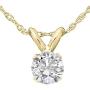 1/3 Ct Solitaire Round Diamond Pendant Necklace 18'' 14K Yellow Gold