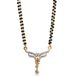 Zephyrr Jewelry Mangalsutra AD Pendent Neclace for Women/Wife Black and Golden Floral Design Indian Jewelry Casual/Party/DailyWear