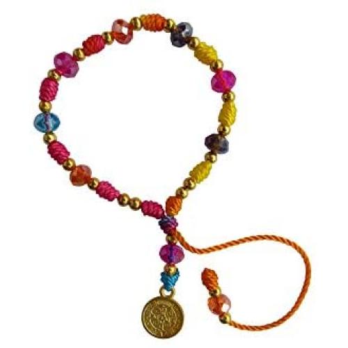 Multi Colored Thread with Cristal Beads Saint Benedict Bracelet Pulsera De San Benito