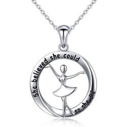 Inspirational Jewelry Sterling Silver She Believed She Could So She Did Love Heart Necklace,18''
