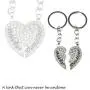 Simple Design 2 Pcs Matching Heart Keychains for Mother & Daughter Jewelry Gift