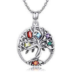 Odinstone 925 Sterling Silver Pendant, Tree of Life Necklace for Women Girls,Cubic Zirconia Necklace Fine Jewelry Gifts for Wife, Mum and Girlfriend