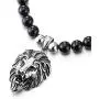 COOLSTEELANDBEYOND Gothic Punk Rock Mens Black Onyx Beads Necklace Stainless Steel Vintage Lion Head Pendant COOLSTEELANDBEYOND Gothic Punk Rock Mens Black Onyx Beads Necklace Stainless Steel Vintage Lion Head Pendant