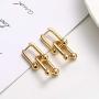 14K Gold Plated U-Shaped Chunky Link Chain Earrings Detachable Minimalist Chain Drop Earrings for Women Girls