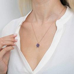 ENZOMAR Four Leaf Clover Amethyst Crystal Necklace for Women - Healing Crystals Jewelry, Teen Girl Jewelry, Sisters Necklace, Pregnancy Necklace for First Time Moms, Chakra Stones, Godmother Jewelry, Wonder Woman Necklace, New Mom Necklace for Women