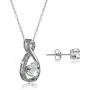 Lovve Sterling Silver Gemstone & White Topaz Infinity Heart Necklace Earrings Set