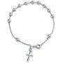 Thin Simple Religious Prayer Ball Beads Cross Rosary Bracelet For Women For Teen 925 Sterling Silver