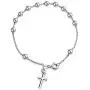 Thin Simple Religious Prayer Ball Beads Cross Rosary Bracelet For Women For Teen 925 Sterling Silver Thin Simple Religious Prayer Ball Beads Cross Rosary Bracelet For Women For Teen 925 Sterling Silver