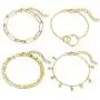 SOFTONES Boho Plated Gold Layered Bracelets for Women Girls Open Cuff Chain Bracelets Sets Jewelry,Adjustable Size