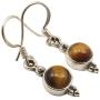 SilverStarJewel Yellow & Brown Tigers Eye Old Style Earrings 1.2'' Sterling Silver Stone Gift