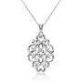 Sterling Silver Diamond-cut Filigree Swirl Hearts Necklace