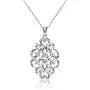 Sterling Silver Diamond-cut Filigree Swirl Hearts Necklace Sterling Silver Diamond-cut Filigree Swirl Hearts Necklace